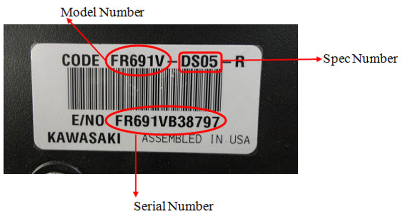 Kawasaki Engine Model Location