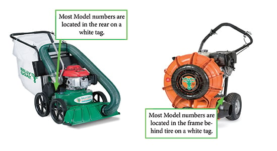 Billy Goat Model Number Locations