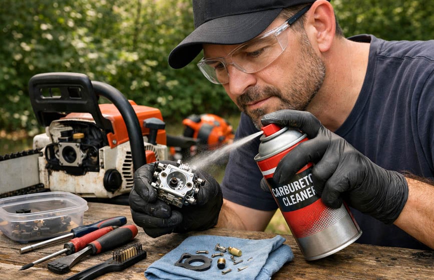 “Man cleaning carburetor 