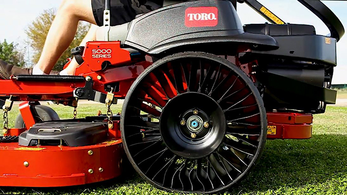 “A lawn mower using Michelin X Tweel tires