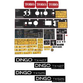 9 TOTAL DECALS REPLACEMENT FOR RESTORATION TORO DINGO TX420 DECAL SET 