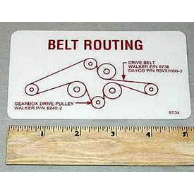 Walker 8734 (Nr) Decal, Drive Belt Routing